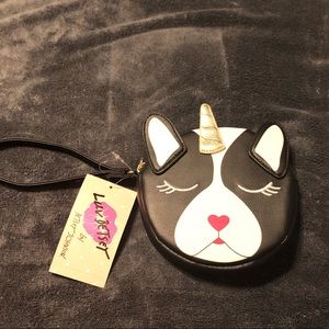 NWT•Betsey Johnson Uni-Dog wristlet/coin purse